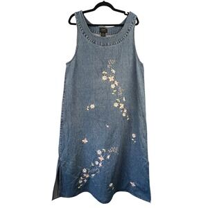 Vintage Agapo Cotton Slevveless Denim Jumper Overall Maxi Dress SZ XL Modest